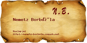 Nemetz Borbála névjegykártya